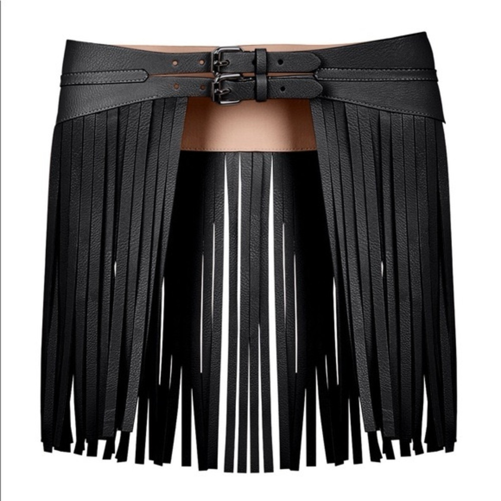 Bcbg fringe contour leather belt